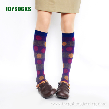 Knee high wave point joyful happy lady's socks